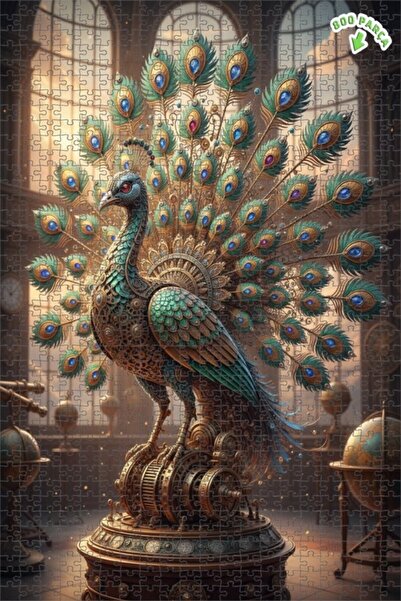 Teona Ahşap لغز خشبي بإطار مزدوج الطبقات بمظهر لوحة زيتية لطائر الطاووس، 800 ...