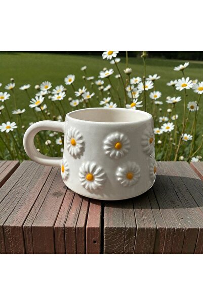 İlbay Çini Takı Kabartma papatya kupa bardak