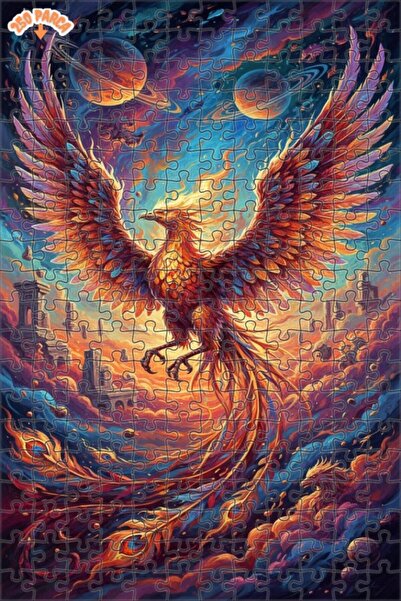 Teona Ahşap لغز خشبي مؤطر بطبقتين بمظهر لوحة زيتية، مستوحى من أسطورة طائر الن...