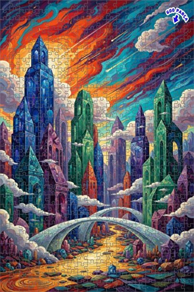 Teona Ahşap لغز خشبي بإطار ذو طابقين بمظهر لوحة زيتية لمدن الخيالية 600 قطعة ...