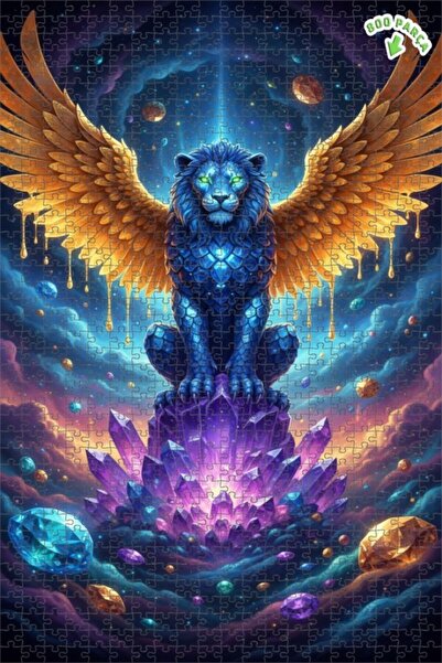 Teona Ahşap لغز كريستال الأسد الأزرق ذو الأجنحة 800 قطعة 70x50