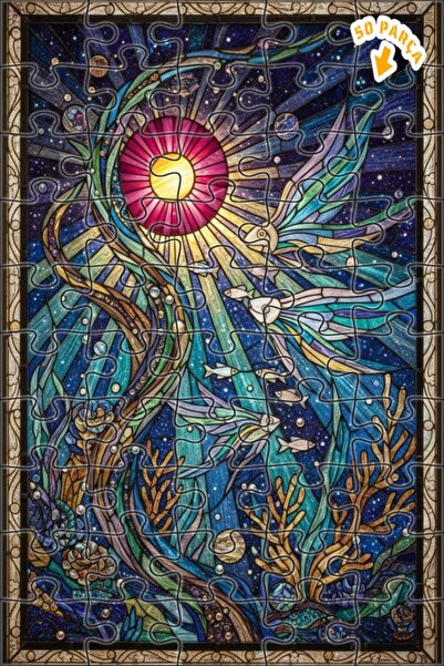 Teona Ahşap لغز خشبي فني بمظهر لوحة زيتية لوجودات تحت البحر السحرية 50 قطعة 1...