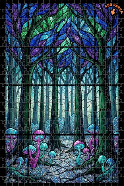 Teona Ahşap لغز خشبي مزدوج الطبقات بإطار منقوش بألوان الزجاج الزجاجي على شكل ...