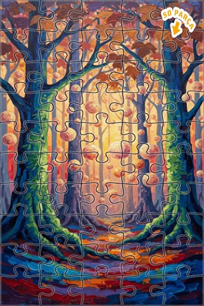 Teona Ahşap لغز خشبي مؤطر بطبقتين بمظهر لوحة زيتية لكرات الغابات الغامضة 50 ق...