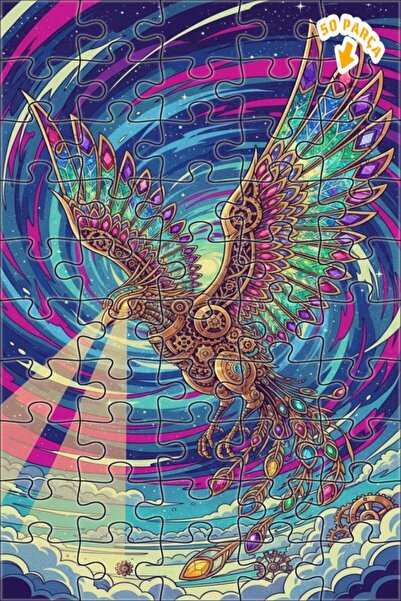 Teona Ahşap لغز خشبي ميكانيكي على شكل طائر الفينيق بإطار مزدوج الطبقات 50 قطع...