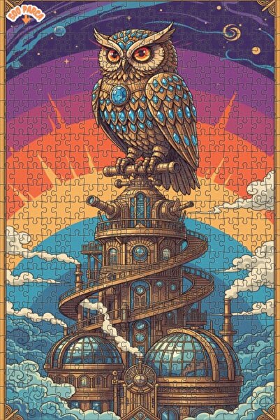 Teona Ahşap البومة والبرج الميكانيكي كما هو موضح في الصورة 500 قطعة 50×30