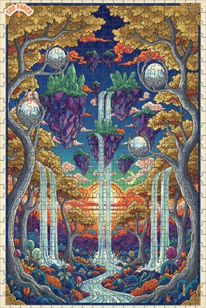 Teona Ahşap لغز فني بمظهر الأزقة العائمة الغامضة بتأثير الألوان المائية 500 ق...