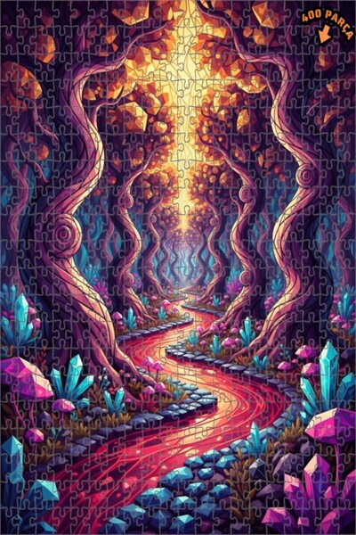 Teona Ahşap لغز خشبي مؤطر بطبقتين من مسار الغابة الكريستالية السحرية 400 قطعة...