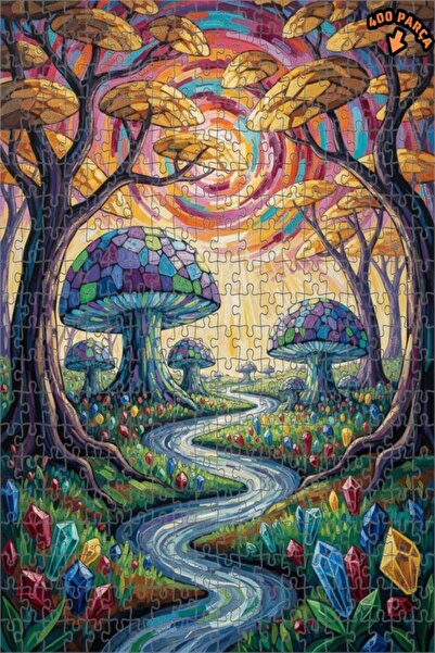 Teona Ahşap لغز خشبي مؤطر بطبقتين من غابة الفطر السحرية 400 قطعة 35x35