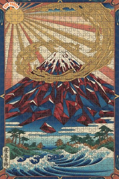 Teona Ahşap لغز خشبي رائع على شكل جبل فوجي بمظهر لوحة زيتية 500 قطعة 50×30