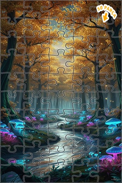 Teona Ahşap لغز خشبي بتصميم فطر الغابة السحرية اللامعة بمظهر اللوحات الزيتية ...