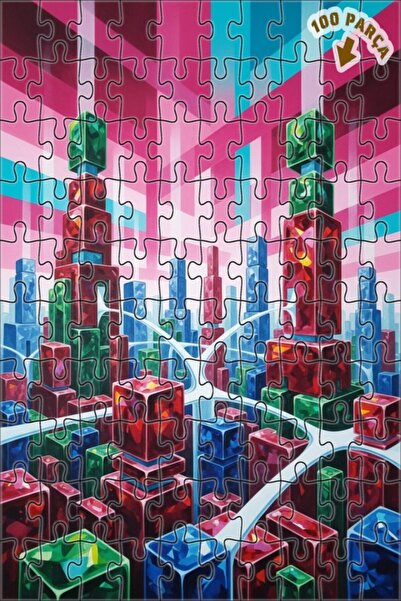 Teona Ahşap لغز خشبي بإطار ذو طابقين بمظهر لوحة زيتية لمنظر مدينة كريستالية 1...