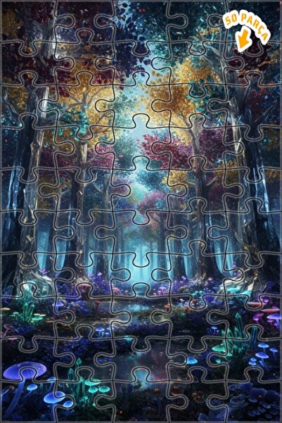 Teona Ahşap لوحة زيتية لفطر الكريستال السحري في الغابة، لغز خشبي بإطار مزدوج ...