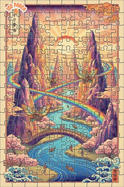 Teona Ahşap لغز خشبي مؤطر بطبقتين من الجبال الكريستالية والفراشات الأسطورية 1...