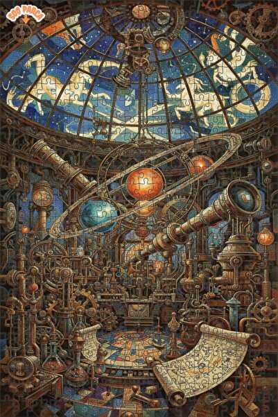 Teona Ahşap Mysterious Ancient Sky Watching House Oil Painting Look Double-De...