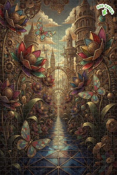 Teona Ahşap لوحة فنية بتأثير زيتية لفراشات الغابة البخارية 800 قطعة 70×50