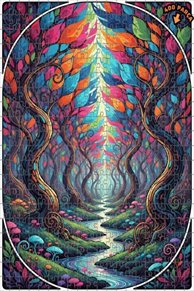 Teona Ahşap لغز خشبي ملون بإطار مزدوج الطبقات بتصميم الغابة 400 قطعة 35×35