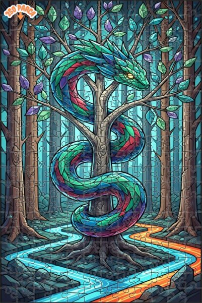 Teona Ahşap لغز خشبي مؤطر بطبقتين على شكل تنين الغابة الغامضة 250 قطعة 30×30