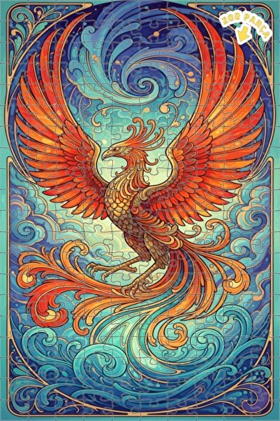 Teona Ahşap لغز خشبي مؤطر بطبقتين بمظهر مائي لطائر الفينيق الغامض 200 قطعة 25×35