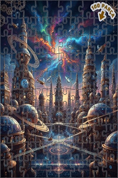 Teona Ahşap لوحة زيتية عالمية لمناظر المدينة بأسلوب ستيمبانك، لغز خشبي بإطار ...