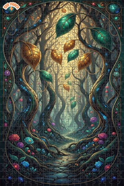 Teona Ahşap لغز خشبي مؤطر بطبقتين من فن الغابة السحرية 500 قطعة 50x30