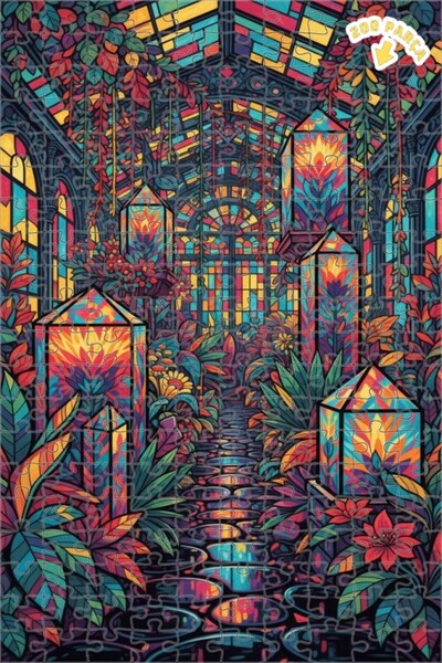 Teona Ahşap لغز خشبي بمظهر لوحة زيتية لحديقة نباتية سحرية 200 قطعة 25×35