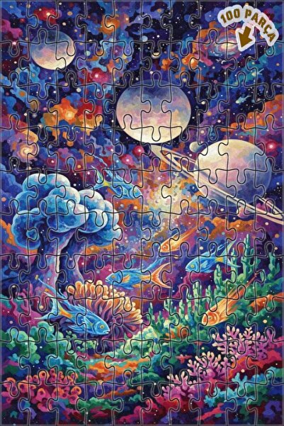 Teona Ahşap لغز خشبي فني بمظهر لوحة زيتية يصور الأسماك الغامضة في البحار الفل...