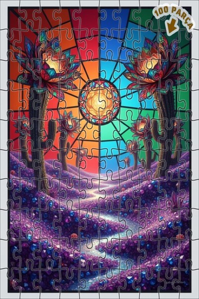 Teona Ahşap لغز خشبي ملون بإطار مزدوج الطبقات على شكل صحراء الصبار 100 قطعة 2...