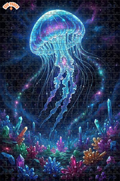 Teona Ahşap Galactic Crystal Jellyfish Art Wooden Puzzle 500 Pieces 50X30