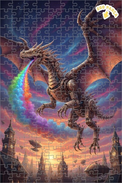 Teona Ahşap لغز خشبي ميكانيكي على شكل تنين يتنفس من السماء مكون من طبقتين مع ...