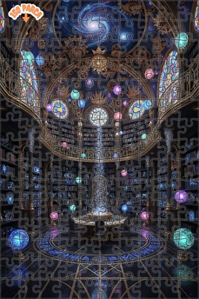 Teona Ahşap لغز خشبي مؤطر بطبقتين بمظهر لوحة زيتية لمكتبة المجرة الغامضة 150 ...