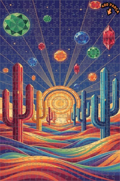 Teona Ahşap لغز خشبي بمظهر لوحة زيتية بألوان صحراوية، 400 قطعة، 35×35