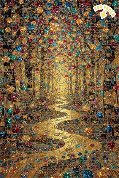 Teona Ahşap لغز خشبي بإطار مزدوج الطبقات بمظهر لوحة زيتية لطريق الغابة الذهبي...