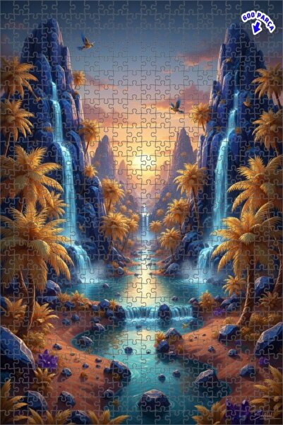 Teona Ahşap ألغاز خشبية مؤطرة بطبقتين من شلالات الوادي الغامضة 600 قطعة 50x35