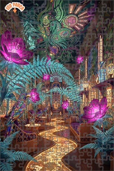 Teona Ahşap لغز خشبي مؤطر بطبقتين بتصميم فني يشبه اللوحات الزيتية لطيور الحدي...