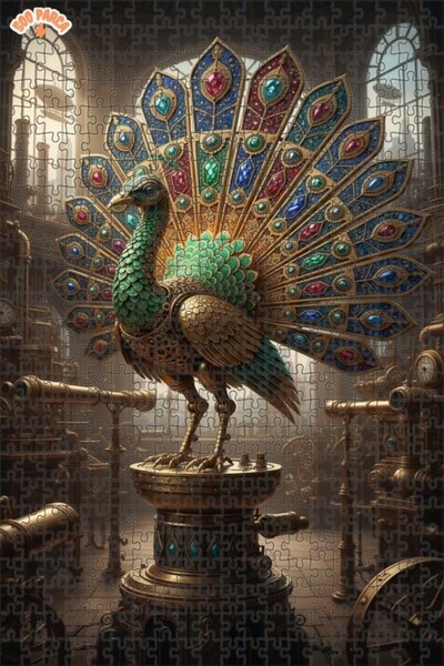 Teona Ahşap Magical Mechanical Peacock Art Double Layer Framed Wooden Puzzle ...