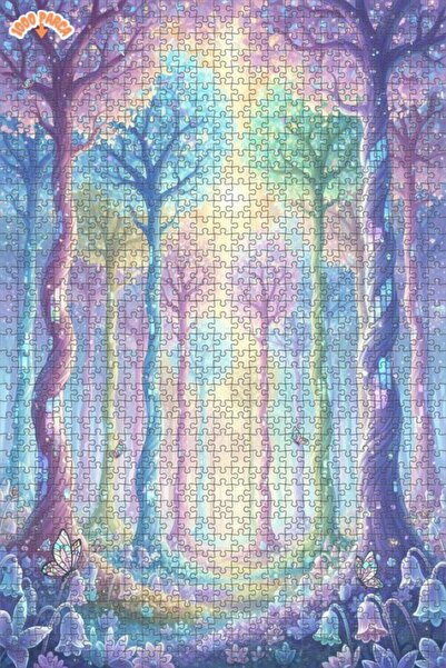 Teona Ahşap لغز خشبي ملون بإطار مزدوج الطبقات بتصميم الغابة الخيالية 1000 قطع...