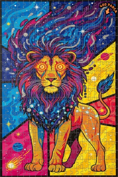 Teona Ahşap Leo Zodiac Galaxy Art Double Layer Framed Wooden Puzzle 400 Piece...