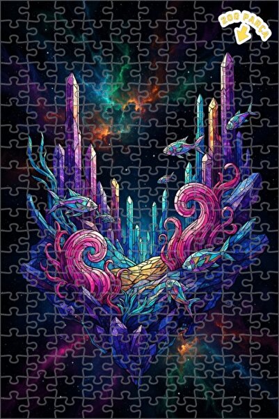 Teona Ahşap لغز خشبي على شكل أسماك كريستالية جالاكتيكية مع إطار مزدوج الطبقات...