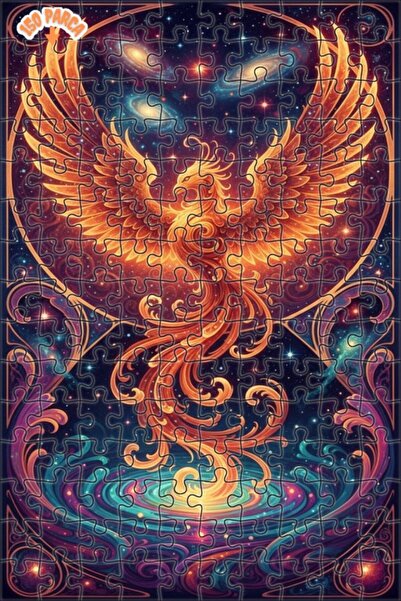 Teona Ahşap لوحة فنية سحرية على شكل طائر الفينيق الكوني بمظهر زيتية، لغز خشبي...