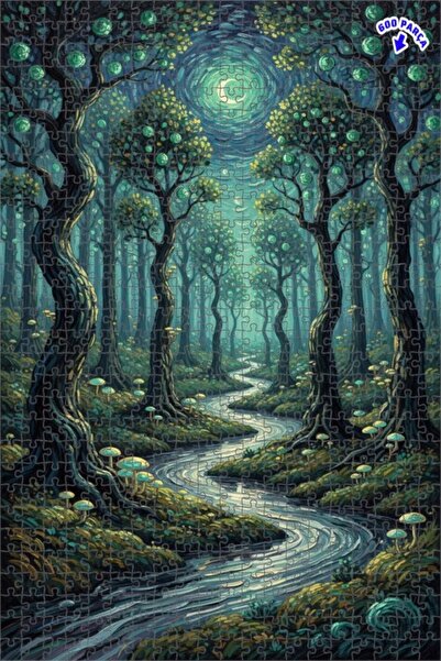 Teona Ahşap لغز خشبي مؤطر بطبقتين بمظهر لوحة زيتية لجبل الغابة الغامضة 600 قط...