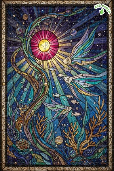 Teona Ahşap لغز خشبي فني بمظهر لوحة زيتية لوجودات سحرية تحت الماء 800 قطعة 70×50