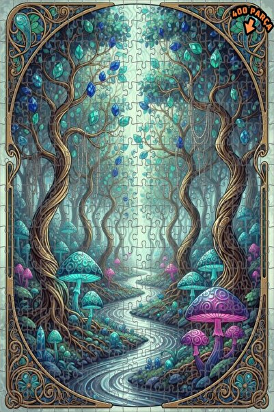 Teona Ahşap لغز خشبي بإطار على شكل غابة ساحرة وشلال، بمظهر لوحة زيتية، تصميم ...