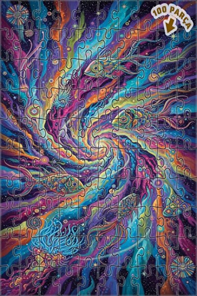 Teona Ahşap لغز خشبي ملون على شكل أسماك بتصميم تدفق كوني، مظهر لوحة زيتية، إط...