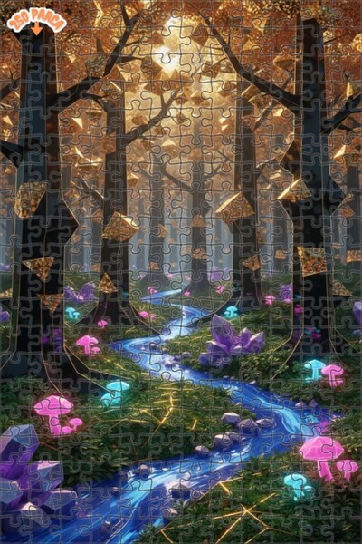 Teona Ahşap لغز خشبي مؤطر بطبقتين من الغابة الكريستالية السحرية 250 قطعة 30x30