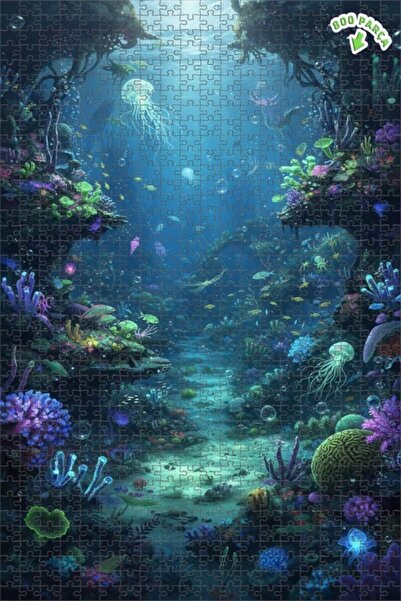 Teona Ahşap لغز خشبي بمظهر لوحة زيتية لحيوانات المحيط السحرية 800 قطعة 70×50