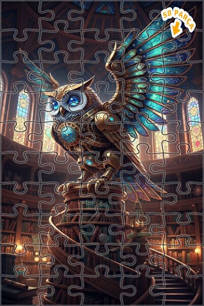 Teona Ahşap لغز خشبي بإطار مزدوج الطبقات بمظهر لوحة زيتية فنية لبومة ميكانيكي...