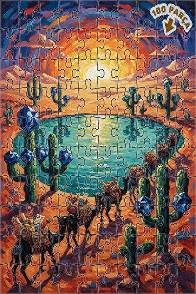 Teona Ahşap لغز خشبي بإطار ذو طابقين بمظهر لوحة زيتية لصحراء الواد والصحراء، ...