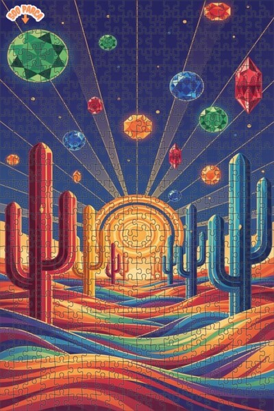 Teona Ahşap لغز خشبي بمظهر لوحة زيتية بألوان صحراوية، 500 قطعة، 50×30