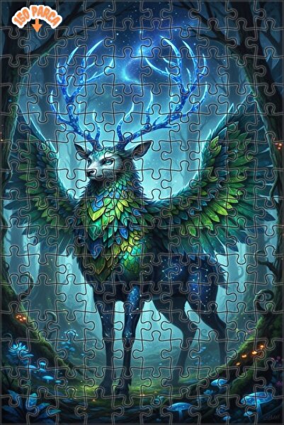 Teona Ahşap لغز خشبي مؤطر بطبقتين بمظهر لوحة زيتية لحكاية الغزال ذو الأجنحة 1...